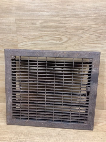 VNTG Salvaged Metal Heat Air Register Grate Vent W/ Louvers Restoration Cover