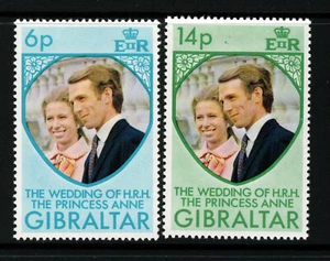 GIBRALTAR QE II 1973 Complete Royal Wedding Set SG 323 & SG 324 MINT - Picture 1 of 2