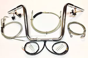 Kit de manillar cromado 1 1/4 Ape Hanger 14 con interruptores 07-10 Harley FLSTF Softail - Imagen 1 de 3
