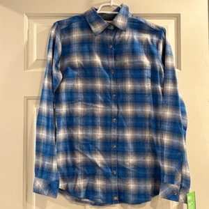 Dickies Women's Long Sleeve Blue Flannel Plaid Button-Up Shirt Size Small NWT - Picture 1 of 4