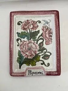 Sicilian Migliore Caltagirone Hand Painted Poppies Flower Ceramic wall hanging - Picture 1 of 12