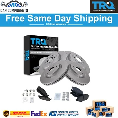 Комплект передних и задних керамических тормозных колодок и ротора с покрытием TRQ для Ford Lincoln 2009-2019 годов выпуска - Изображение 1 из 4