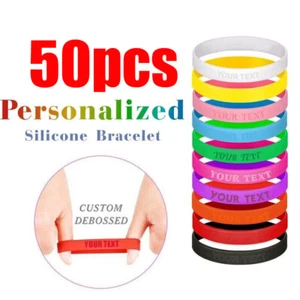 50pz Bracciali in Silicone Personalizzati Bracciali in Gomma Regali Motivazione - Foto 1 di 36