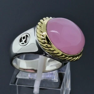 Anello David Yurman argento oro 18 carati 14 mm-18 mm quarzo rosa ovale firma misura 6,5 - Foto 1 di 4