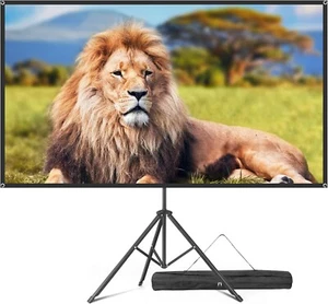 VISULAPEX Upgraded Fiberglass Projector Screen with Tripod - 80” 4K HD - Picture 1 of 7