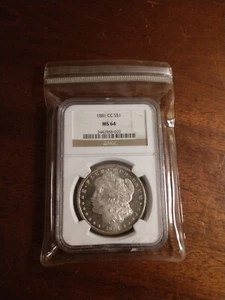 1881 CC Morgan Silver Dollar NGC MS-64 - Picture 1 of 2