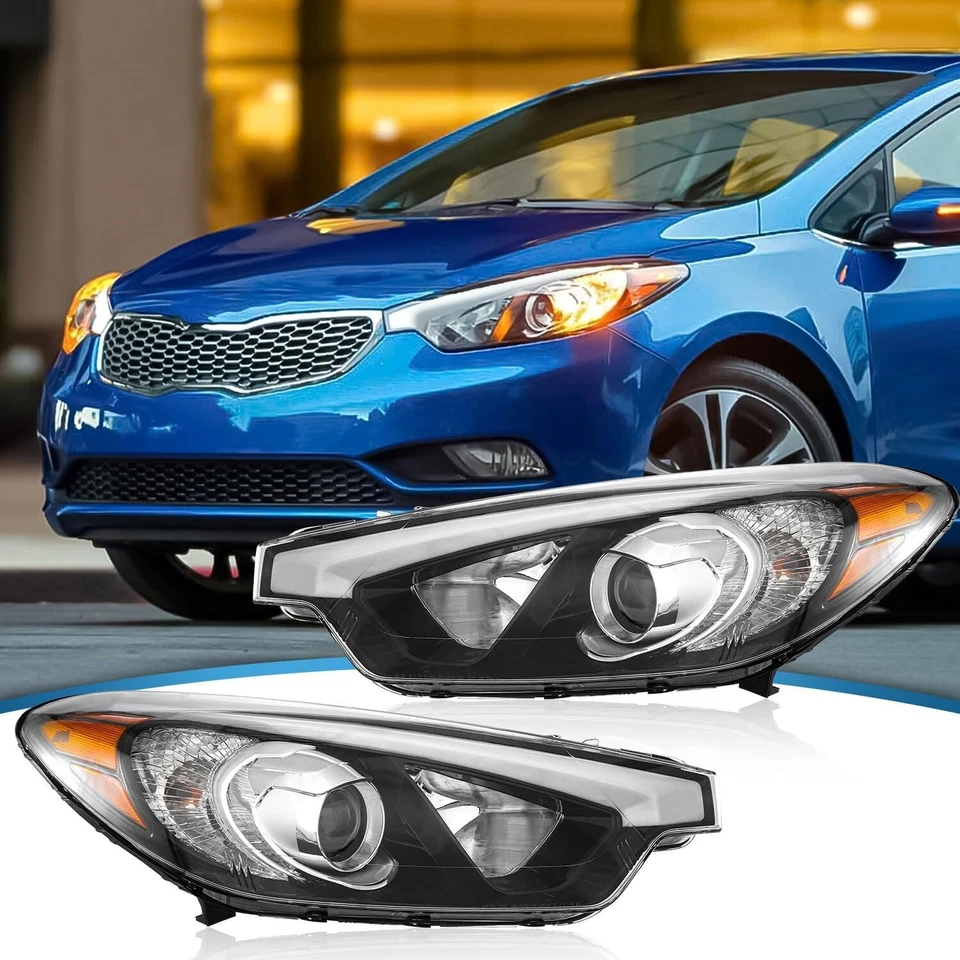 Par de montaje de faros halógenos sin LED L+R para Kia Forte Koupe LX EX 2014-2016 Foto 1 de 4
