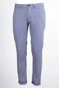 PANTALONE CHINOS MARKUP IN COTONE MICRO RIGHE BLU E BIANCO LEGGERO - Foto 1 di 9