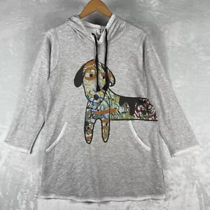 Inoah Top Damen kleiner abstrakter Hund Hoodie Strick Tunika Lagenlook Boho Art - Bild 1 von 7