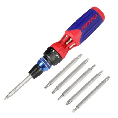 WORKPRO 12-in-1 Ratcheting Multi-Bit Screwdriver Set Double End Bits in Handle - Image 1 of 4