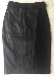 $375.00 White House Black Market Size 6 Leather And Suede Black Pencil Skirt - Picture 1 of 7
