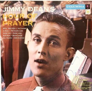 JIMMY DEAN AUTÓGRAFO FIRMADO A MANO LP ÁLBUM "HORA DE ORACIÓN" - Imagen 1 de 2