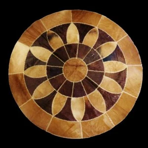 100% Authentic Egyptian Genuine Hair Cowhide Leather Patchwork Rug Carpet #207 - Picture 1 of 8