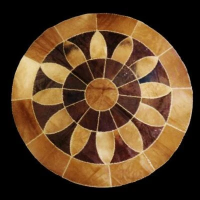 100% Authentic Egyptian Genuine Hair Cowhide Leather Patchwork Rug Carpet   #207 - Image 1 of 4