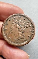 {996} VERY NICE -  1854 Braided Hair Large Cent Coin.