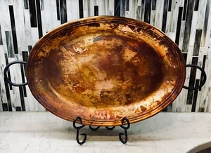 Großes ovales Serviertablett Pottery Barn Kupferoptik. 23" mal 13" mit Griffen - Bild 1 von 22