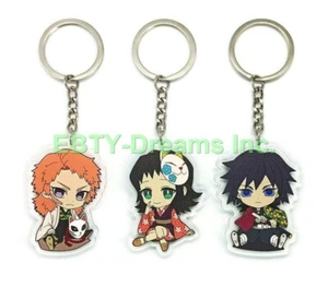Set 3 Portachiavi Demon Anime Acrilico Sabito Makomo Giyuu Tomioka v2 - Foto 1 di 2