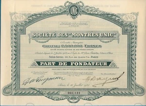 Relojes Société Unic Part Des Gründerzeit 1923 - Imagen 1 de 2