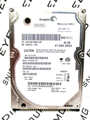 Seagate Momentus 5400.2 40GB ST9408114A IDE 9W3232-020 Laptop Hard Drive TESTED - Image 1 of 4