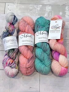 Hand Dyed Merino Wool Nylon cashmere Yarn Lot #4 - Picture 1 of 2