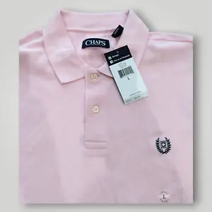 NWT! Chaps Mens L Polo Pink Short Sleeve 100% Cotton LOGO Casual Wear Shirt - Picture 1 of 7