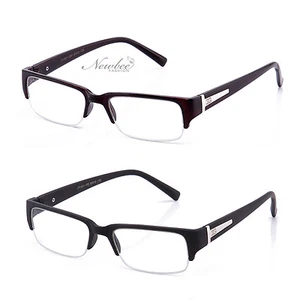 Paquete de 2 gafas de lentes transparentes de medio marco estilo sofisticado - Imagen 1 de 12