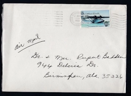 CAYMAN ISLANDS Commercial Cover George Town to Birmingham 2 Dec. 1983 cancel - Image 1 of 1