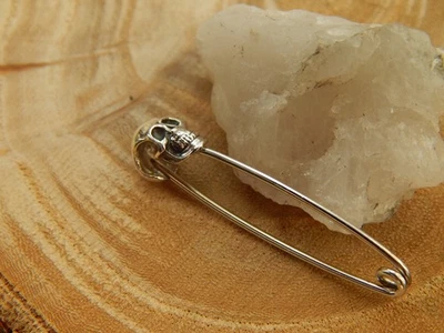 Broche piercing industrial prata esterlina segurança motociclista gótico caveira - Imagem 1 de 4