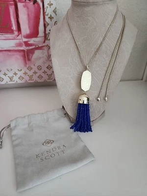 Kendra Scott Monroe Gold Tone Long Pendant Necklace In Navy Cats Eye - Image 1 of 4