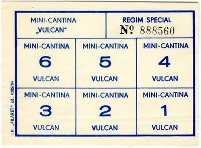 Romania Bond Check Vulcan Canteen Serial Number Card 1984 Communist Food Voucher - Image 1 of 2