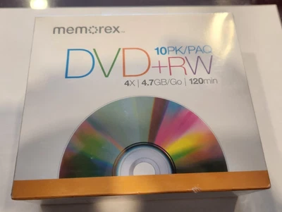 Memorex DVD-RW Blank Discs W/ cases 4X 4.7GB - 120min 10-Pack " NEW in package" - Image 1 of 3