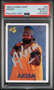 AKEEM PSA 8 AUTO 9 1990 Classic WWF Signed Wrestling Card #25 POP 1 One Man Gang - Picture 1 of 3
