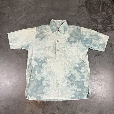 Camisa Hawaiana Vintage Surf Line Para Hombre Mediana Azul Desteñida Años 80 Usada Foto 1 de 4