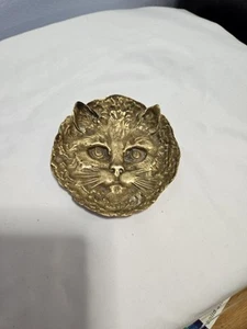 Vintage Brass Decorative Cat Head Trinket Dish 4" - Bild 1 von 7
