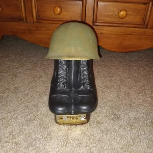 Jim Beam Military Army Boots And Helmet Decanter Bourbon Whiskey Empty - Picture 1 of 12