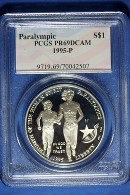 1995 P PCGS PR69 DCAM Paralympics Commemorative Silver Dollar #B50698 - Image 1 of 2