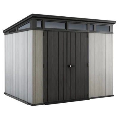 Keter Artisan 9x7 Foot Large Outdoor Shed with Floor with Modern Design, Grey - Image 1 of 4
