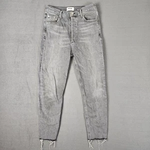 Jeans donna Agolde Nico vita alta slim 26 a rischio grigio casual denim orlo grezzo - Foto 1 di 12