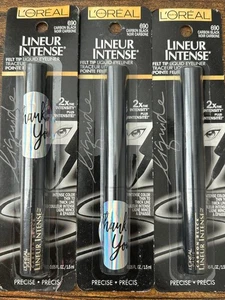 L'Oreal Lineur Intense, Felt Tip Liquid Eyeliner, 690 Carbon Black 3 Pack - Picture 1 of 3