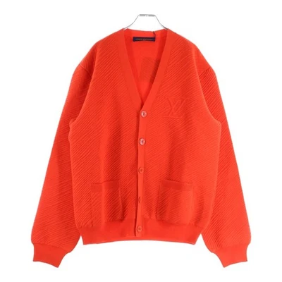 Cárdigan de lana Louis Vuitton 24SS frontal con logotipo LV rojo RM241M ZLL HQN03W usado 735c3e Foto 1 de 4