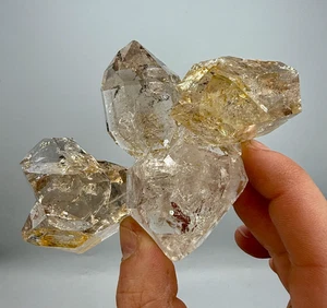 336 g Herkimer Diamond Gem Cluster w Smoky Phantoms, Golden Iron Oxide, Rainbows - Picture 1 of 20