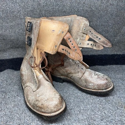 VTG French Mfg American Army-Style WW2 Leather BUCKLE COMBAT BOOTS - Image 1 of 4