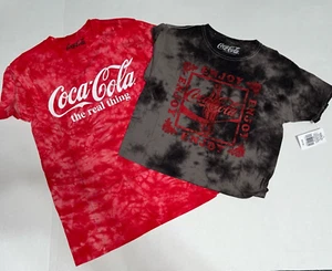 NWT Lot of (2) Juniors' Coca-Cola Red Gray Tie Dye Shirt Size XS MSRP $48 - Picture 1 of 7