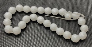 Chalk White 12mm Multi-Faceted Glass Beads Strand of 24 - Czech Vintage - Picture 1 of 2