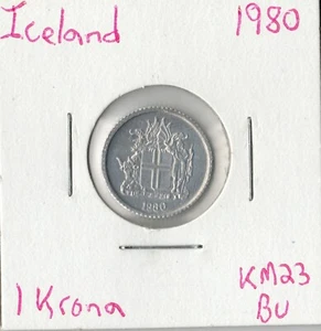 Coin Iceland 1 Króna 1980 KM23 - Picture 1 of 2