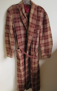 Vintage Leuchtfeuer Bademantel 20er - 40er Jahre braun weiß kariert Karo Gürtel Unisex Morgenmantel - Bild 1 von 17