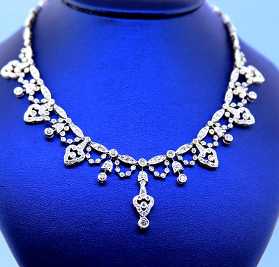 Collar de diamantes en oro blanco de 18 quilates talla 17,5" Foto 1 de 4