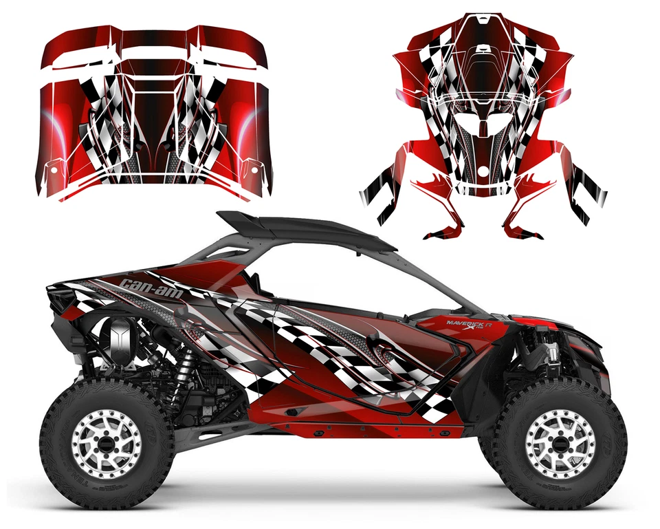 2024 -2025 Can am Maverick R 24 mil custom graphics decal kit design 2500 Red - Image 1 of 4