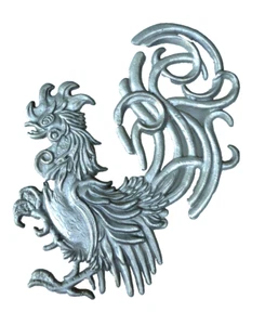 Vintage Rooster Wall Hanging Vermay USA Silver 9x12 Inches Wall Decor Farmhouse - Picture 1 of 5