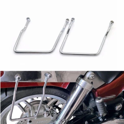 Chrome Saddle Bag Support Bars Mount Bracket For Honda VTX1300 VTX1800 C&F 02-09 - Image 1 of 4